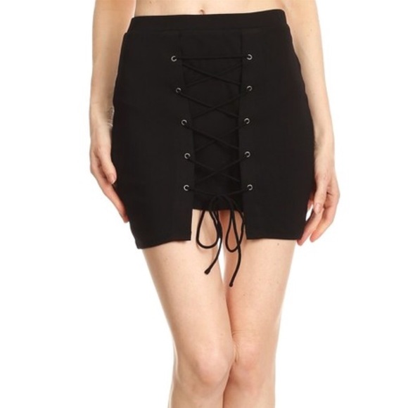 Dresses & Skirts - SALE❣️Black Lace Up Front Mini Skirt >>